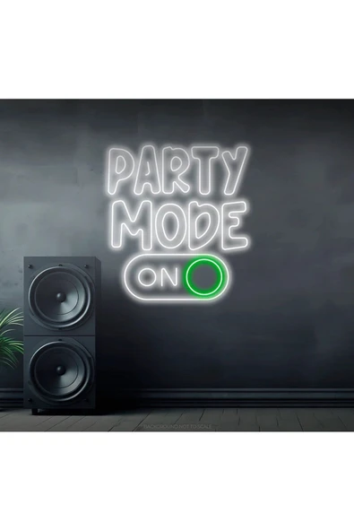 PARTY MODE ON Yazılı ve Şekilli Neon Tabela ürün görseli 1