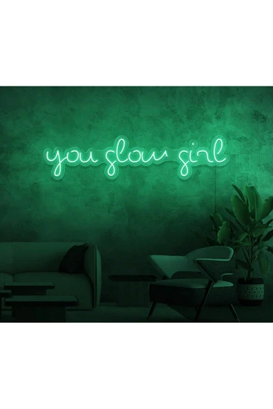 you glow girl Yazılı Neon Tabela ürün görseli 1