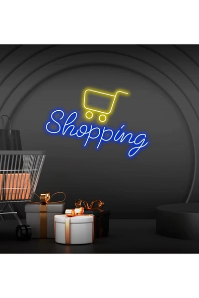 Shopping Yazılı ve Şekilli Neon Tabela ürün görseli 1