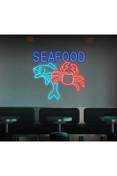 SEAFOOD Yazılı ve Şekilli Neon Tabela ürün görseli 1
