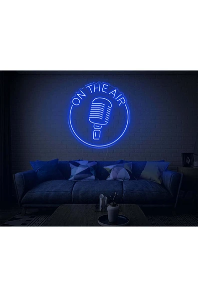 ON THE AIR Yazılı Mikrofon Figürlü Neon Tabela ürün görseli 1