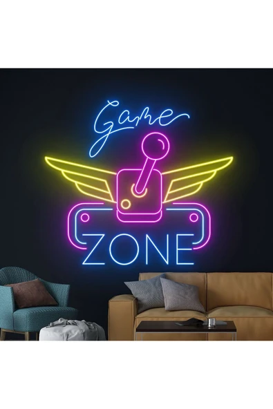 Gamer ZONE Yazılı ve Şekilli Neon Tabela ürün görseli 1