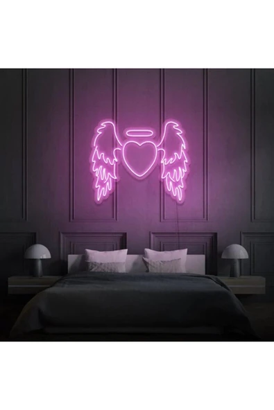 Kanatlı Kalp Şekilli Neon Tabela ürün görseli 1