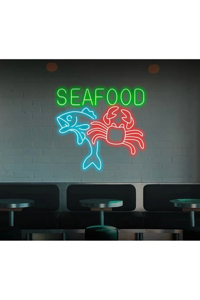 SEAFOOD Yazılı ve Şekilli Neon Tabela ürün görseli 1