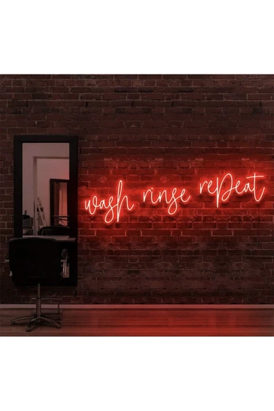 Wash Ringe Repeat Yazılı Neon Tabela ürün görseli 1