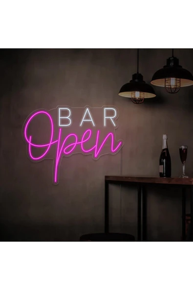 Open BAR Yazılı Neon Tabela ürün görseli 1