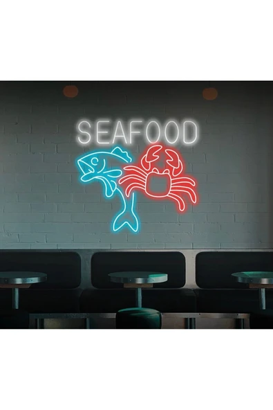 SEAFOOD Yazılı ve Şekilli Neon Tabela ürün görseli 1
