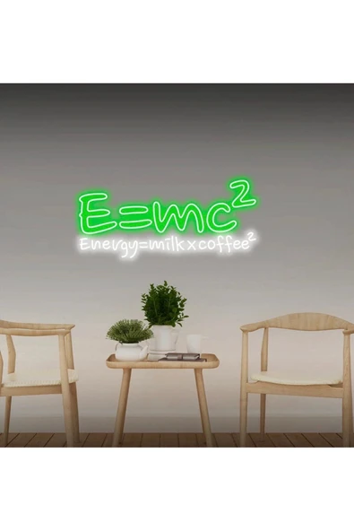E=mc² Energy=milkxcoffee² Yazılı Neon Tabela ürün görseli 1