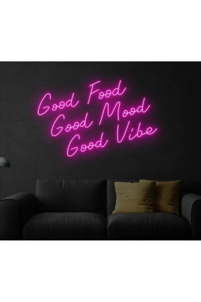 Good Food Good Mood Good Vibe Yazılı Neon Tabela ürün görseli 1