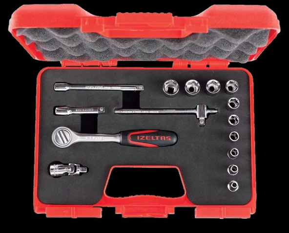 İzeltaş 1/4” Altı Köşe Lokma Anahtar Takımı (15 parça) 1107 00 6015 ürün görseli 1