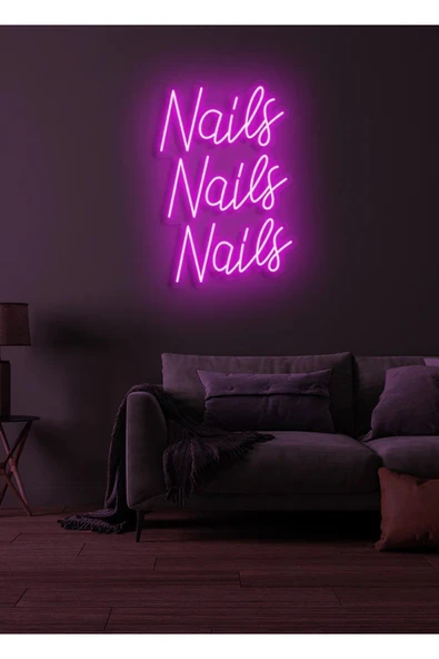 Nails Nails Nails Yazılı Neon Tabela ürün görseli 1