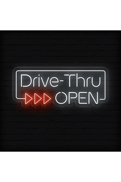Drive-Thru OPEN Yazılı Neon Tabela ürün görseli 1