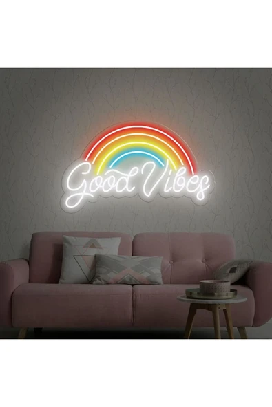 Good Vibes Yazılı ve Şekilli Neon Tabela ürün görseli 1