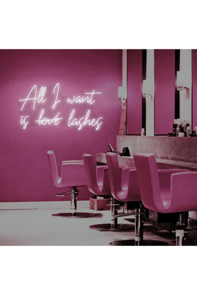 All I want is love lashes Yazılı Neon Tabela ürün görseli 1