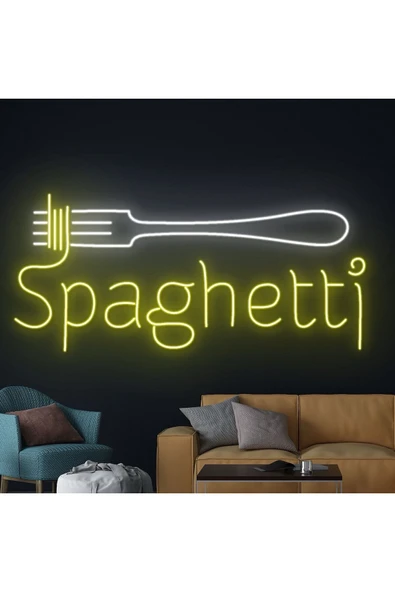 Spaghetti Yazılı ve Şekilli Neon Tabela ürün görseli 1