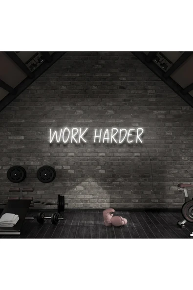 WORK HARDER Yazılı Neon Tabela ürün görseli 1