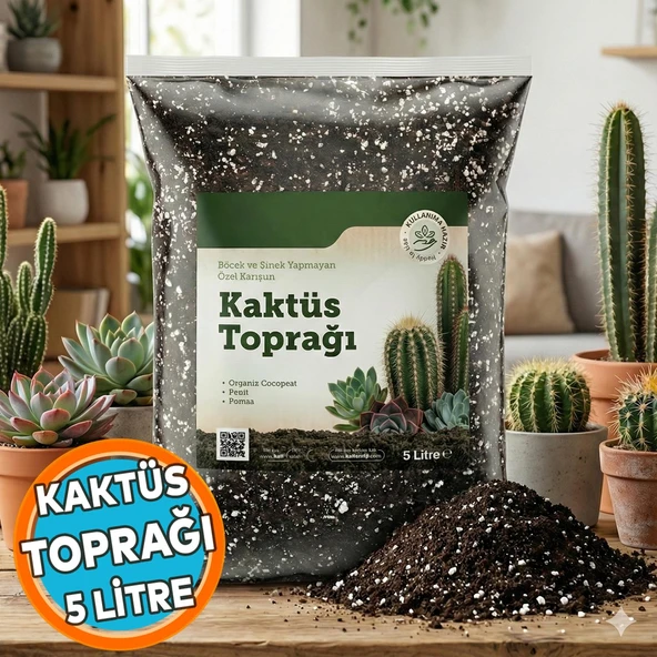 Kaktüs Toprağı (5 LİTRE) Organik Cocopeat Perlit Pomza Karışımlı Kaktüs ve Sukulent Toprağı Toprak ürün görseli 1