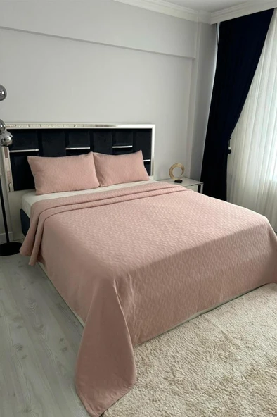 Powderlove 3 Parça Çift Kişilik Yatak Örtüsü 235x250 cm Pudra ürün görseli 1