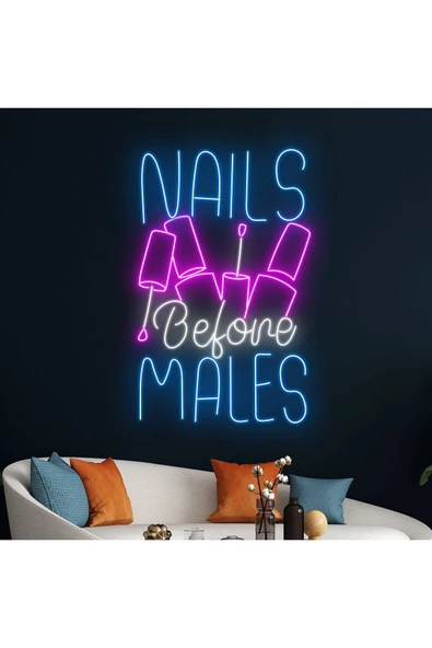 NAILS Before MALES Yazılı ve Şekilli Neon Tabela ürün görseli 1