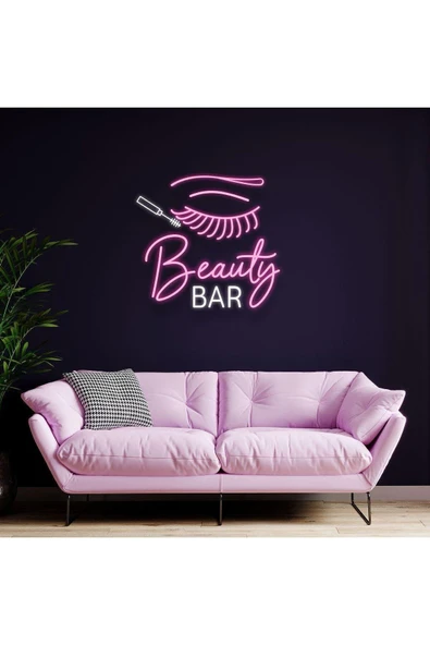 Beauty BAR Yazılı Kirpik Figürlü Neon Tabela ürün görseli 1