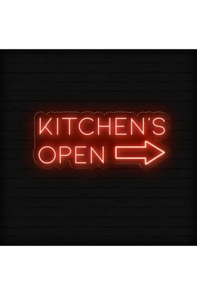 KITCHEN'S OPEN Yazılı ve Şekilli Neon Tabela ürün görseli 1