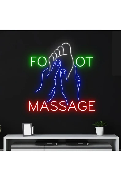 FOOT MASSAGE Yazılı ve Şekilli Neon Tabela ürün görseli 1