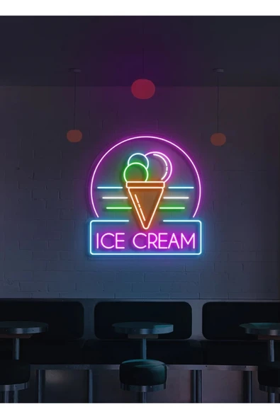 ICE CREAM Yazılı ve Şekilli Neon Tabela ürün görseli 1