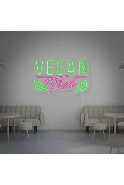 VEGAN Food Yazılı Neon Tabela ürün görseli 1