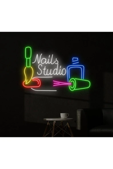 Nails Studio Yazılı ve Şekilli Neon Tabela ürün görseli 1