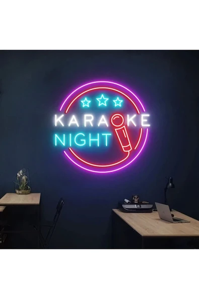 KARAOKE NIGHT Yazılı ve Şekilli Neon Tabela ürün görseli 1