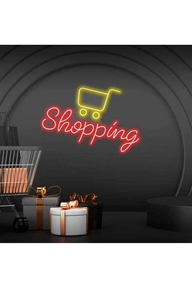 Shopping Yazılı ve Şekilli Neon Tabela ürün görseli 1