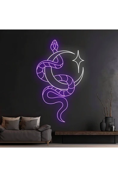 Yılan ve Ay Figürlü Neon Tabela ürün görseli 1