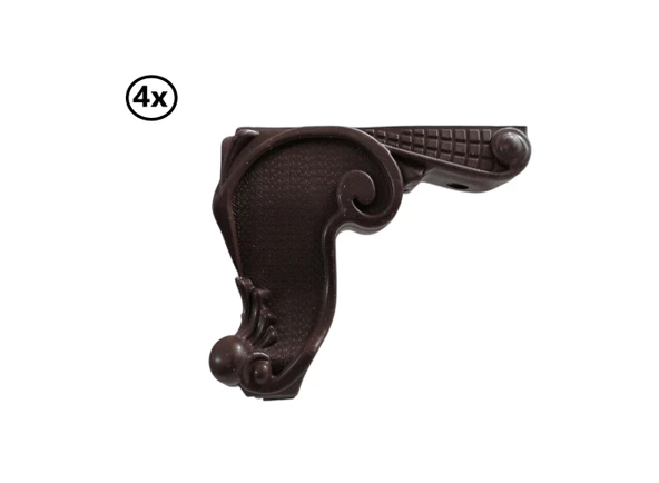 Oymalı Lükens Mobilya Ayağı KahveRengi 12 cm x 4 Adet ürün görseli 1