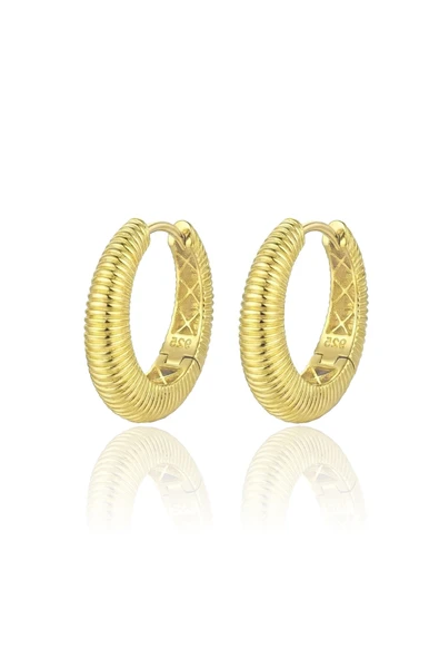 925 Ayar Gümüş küpe Üzeri Altın Kaplama Vintage Görünümlü Bombeli Küpe SGTL13197GOLD ürün görseli 1