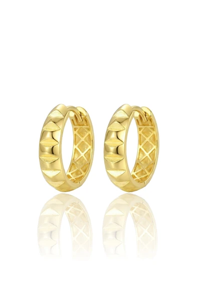 925 Ayar Gümüş küpe Üzeri Altın Kaplama Dilimli Modern Halka Küpe SGTL13192GOLD ürün görseli 1