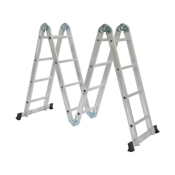 Beykon 16 Basamak 4.50 M Alüminyum Akrobat Katlanır Merdiven  1.6 mm Et Kalınlığı, 150 kg Taşıma Kapasiteli, Çok Amaçlı ürün görseli 1