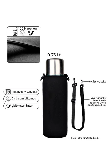 Safir Kamp Stanleye 0,75 Lt. Adventure&Klasik Termos ile Uyumlu Omuz Askılı Neopren Kılıf ürün görseli 1