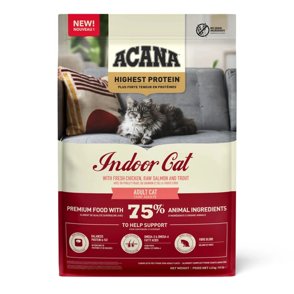 Acana Indoor Yüksek Proteinli Tavuk ve Balıklı Yetişkin Kedi Maması 4.5 Kg ürün görseli 1