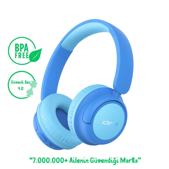 iClever BTH22 Çocuk Bluetooth Kulaklık -Mavi ürün görseli 1