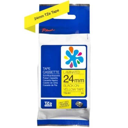 Brother TZe-651 Sarı Üzerine Siyah Muadil Etiket Şeridi ürün görseli 1