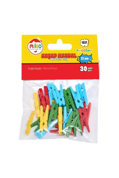 Mileo Ahşap Mandal 25mm Renkli 1827 ürün görseli 1