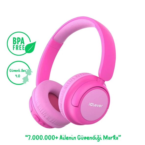 iClever BTH22 Çocuk Bluetooth Kulaklık -Pembe ürün görseli 1