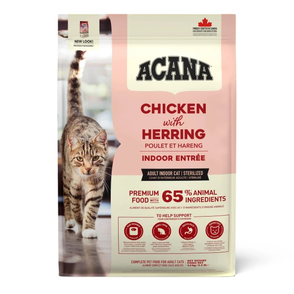 Acana Indoor Entree Hairball Control Sterilised Tavuklu ve Ringa Balıklı Kısırlaştırılmış Kedi Maması 4.5 Kg ürün görseli 1