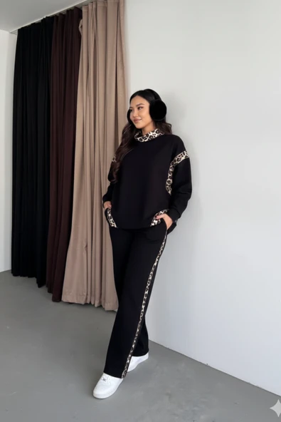 Leopar Detaylı Rahat Takım - Resim 11