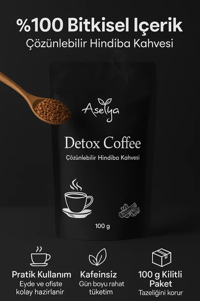ASELYA DETOX COFFEE – ÇÖZÜNLEBİLİR HİNDİBA KAHVESİ (100 G) ürün görseli 1
