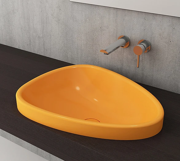 Bocchi 1112-021-0125 Etna Tezgah üstü Lavabo Mandalina Sarısı 58 cm ürün görseli 1