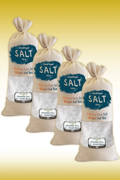 Himalaya Tuzu İri Taneli Beyaz Renk 4 Adet 1'lik Bez Torbalarda Himalaya Tuz 4 Kg. ürün görseli 1