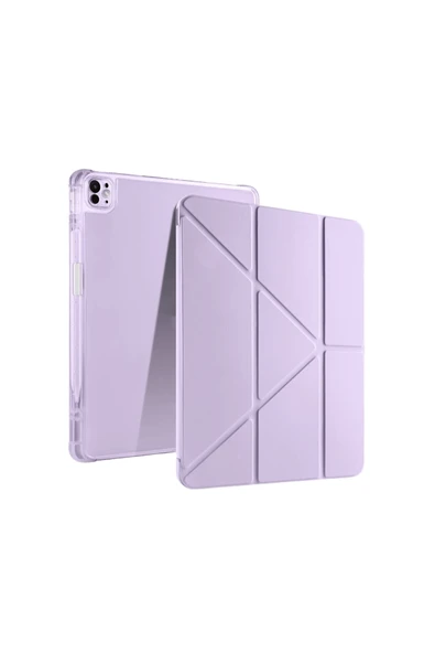 iPad PRO 13 2024 Uyumlu Kalem Bölmeli Akıllı Uyku Modlu Trifolding A2925 / A2926 Tablet Kılıfı ürün görseli 1