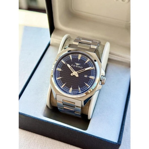 Ferro FM43025A-A3 Quartz Çelik Gri Lacivert Kadran 42 mm Erkek Kol Saati ürün görseli 1
