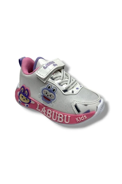 Cakgo Labubu 624-26 Simli Parlak Deri Işıklı Anatomik Kız Çocuk Sneaker Beyaz Pembe  22-25 ürün görseli 1